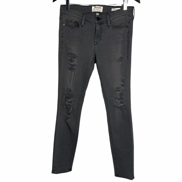 FRAME Le Skinny De Jeanne Greys Inn Rip Jeans- size 29 - Picture 7 of 11